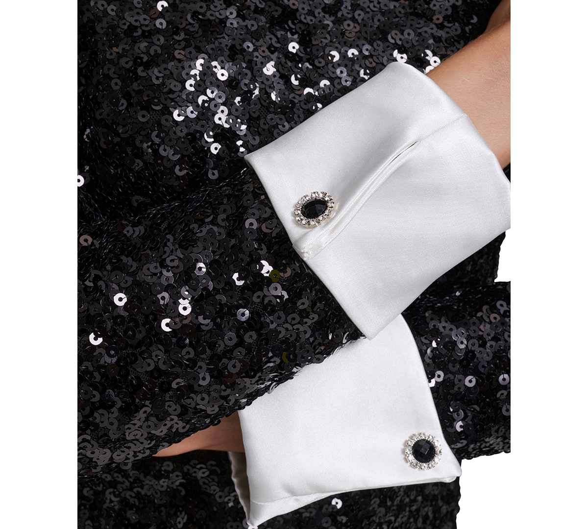 Eliza J Collared Long Sleeve Sequin Minidress In Black