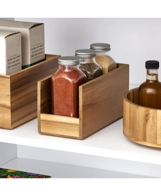 Acacia Wood Open-Front Pantry Bin - Set of 2 - Natural