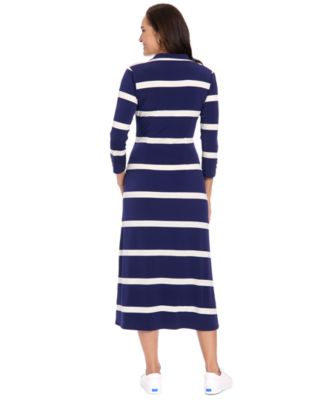 Petite Striped Collared Shirt Dress