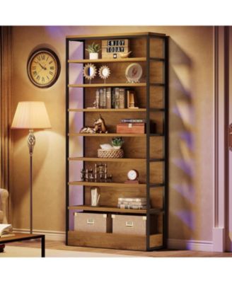 71" Tall Kitchen Pantry, 8-Tier Industrial Storage Etagere with Solid Back, Freestanding Pantry Organizer with Metal Frame