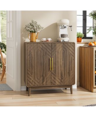 Storage Cabinet With Carved 2 Door Adjustable Layer Board