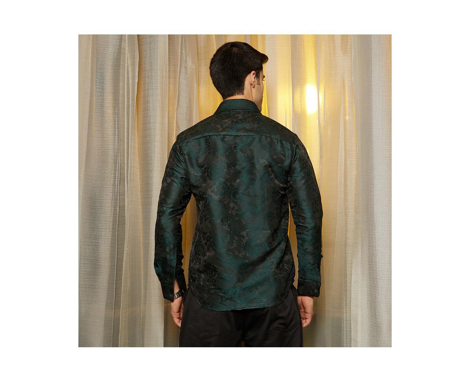 Men's Emerald Green Rosa-Woven Shirt