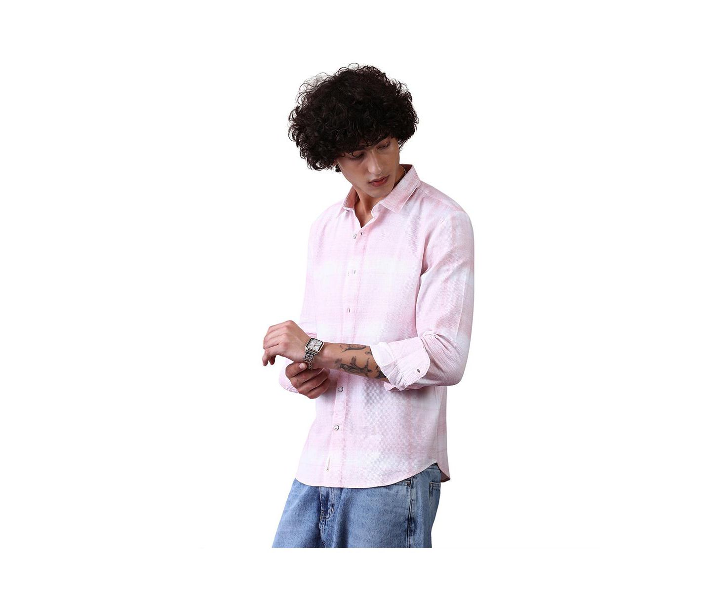 Мужская рубашка Cahoot Campus Sutra Rose Pink & Daisy White Velobrush-Tactile, цвет: Розовый — фото 1