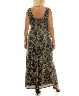 Plus Size Animal Printed Fit and Flare Dress