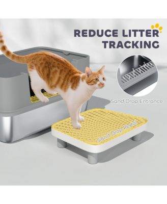 Stainless Steel Litter Box, High Sided Cat Litter Box with Scoop