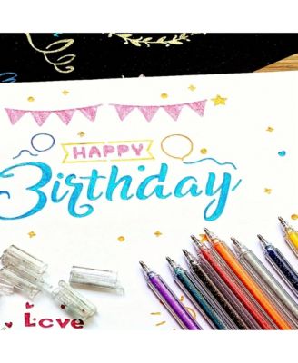 24 Colors Glitter Ballpoint Pen Set, Suitable for Writing, Drawing and Decoration, Shiny Ink Pen Ideal for Journals and Art Projects