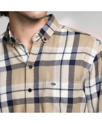 Men's Sand Beige Shadow-Checkered Shirt