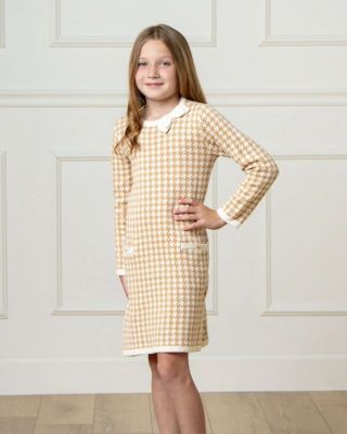 Toddler Girls Organic Long Sleeve Bow Detail Intarsia Sweater Dress