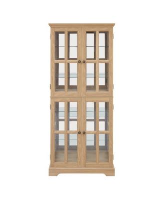 CASAINC Glass with Adjustable Shelves and E26 Bulb Included Curio Display Cabinet