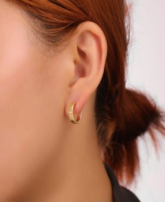 Clear With Emerald Cubic Zirconia, Peridot Cubic Zirconia Andless Hoop Plain Post Hoop 3Pair Ear Set