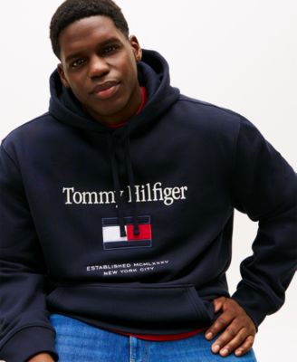 Men's Big & Tall Embroidered Flag Hooded Sweatshirt