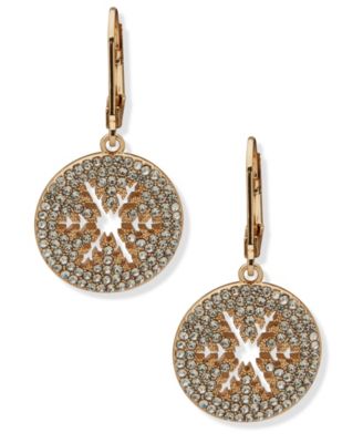 lonna & lilly - Cubic Zirconia Pave Snowflake Drop Earrings