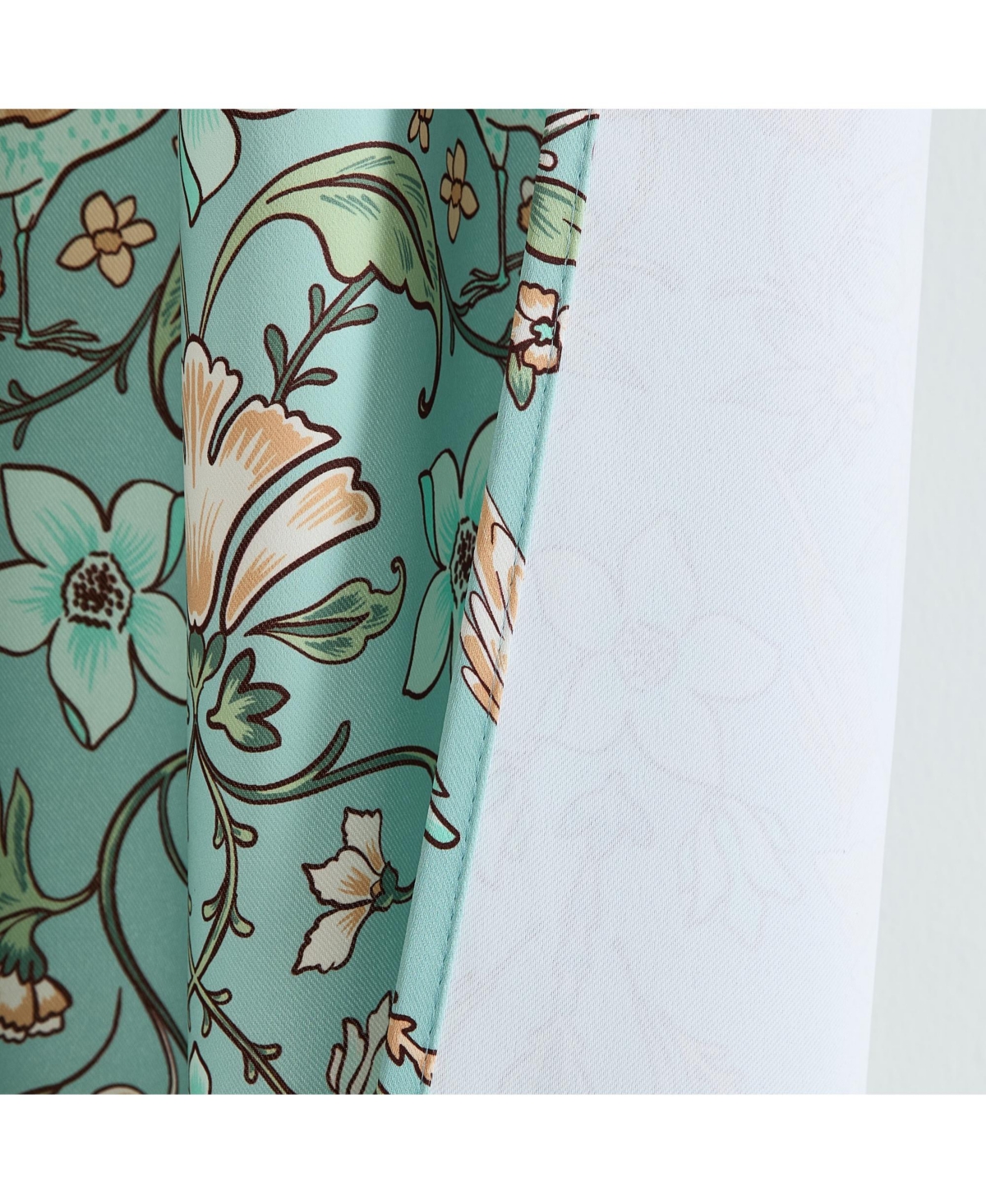 Hlc.me Florence Floral & Birds Patterned Window Back Tab Rod Pocket Curtains Bedroom - Light Blocking Darkening Window Panels