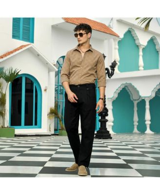 Men's Ash Brown Grid-Check Tactile Shirt