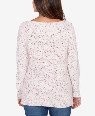 Petite Speckled Chenille Eyelash Boat Neck Sweater