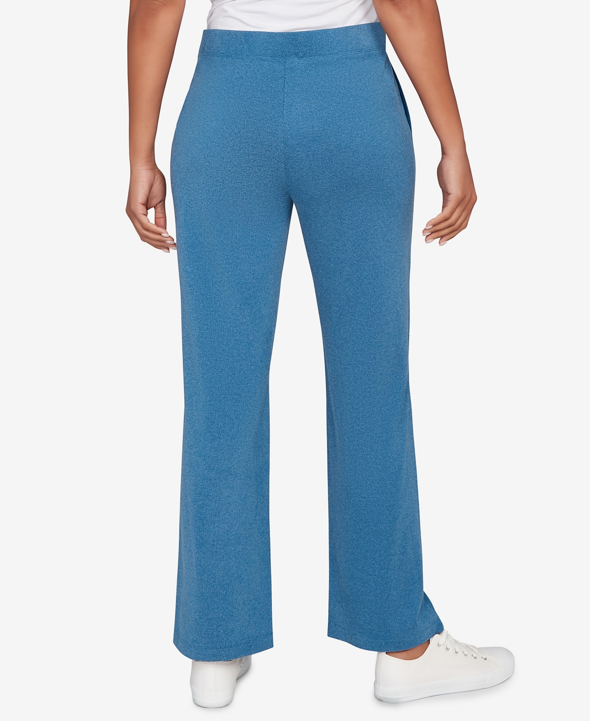 Ruby Rd. Petite Mid Rise Luxe Rib Knit Leisure Pants In Blue
