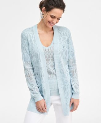 JM Collection Women's Pointelle Open-Front Cardigan, Macy's Exclusive ...