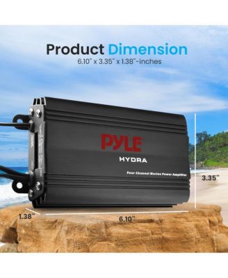 Hydra Marine Amplifier - 800 Watt 4 Channel Micro Amplifier - Waterproof, GAIN Level Controls, RCA Stereo Input, 3.5mm Jack, MP3 & Volume Control
