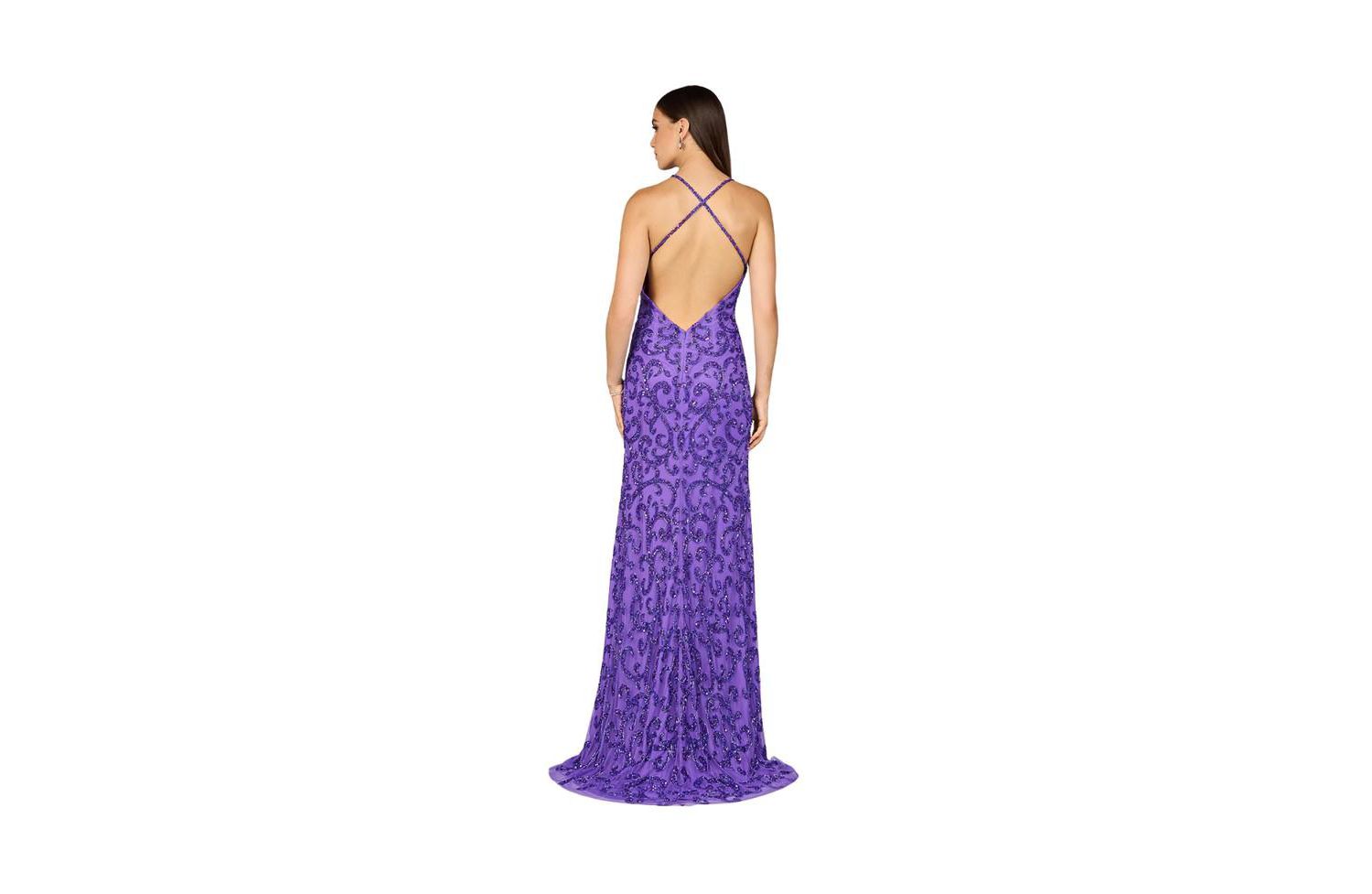 Women's Sultry Beaded Gown with Slit