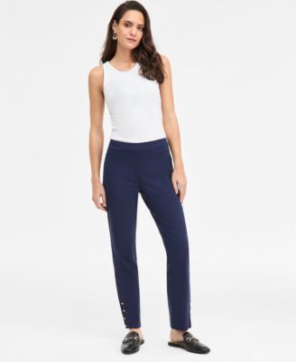 Women's Side-Button Pull-On Straight-Leg Pants, Macy's Exclusive