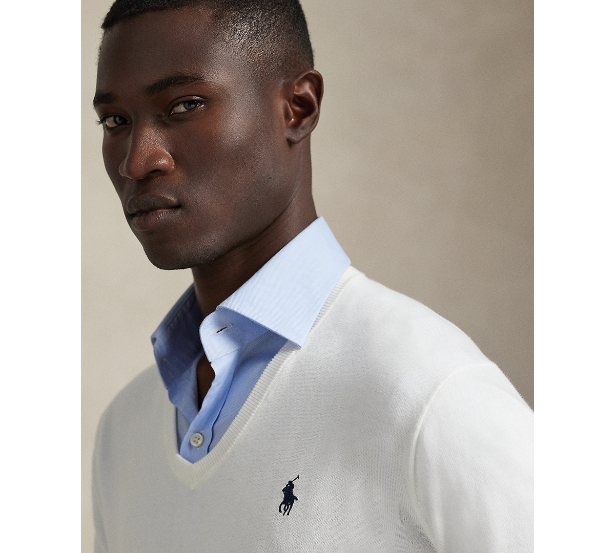 Polo Ralph Lauren Men's Cotton V-neck Sweater In White