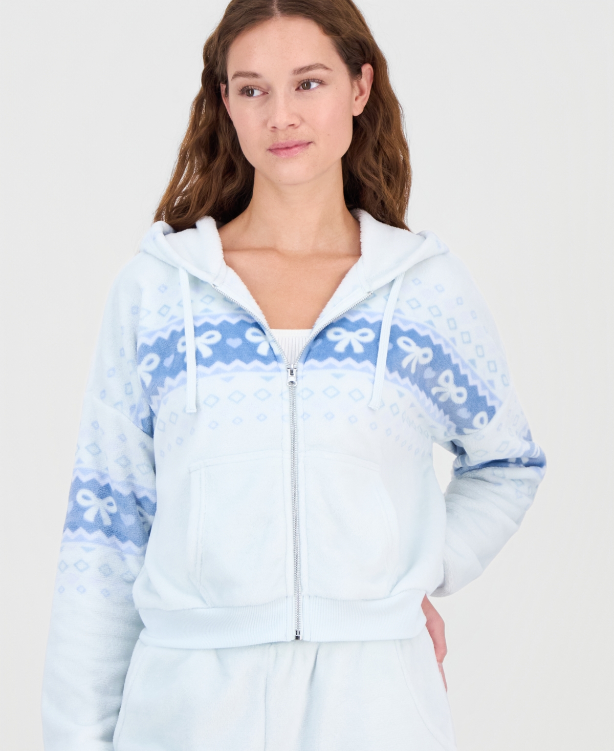 Sincerely Jules Juniors' Cozy Cropped Full-zip Hoodie In Multi