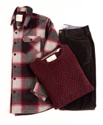 Men's Crewneck Sweater, Brushed Unlined Shirt Jacket, & Superfine Corduroy Pants