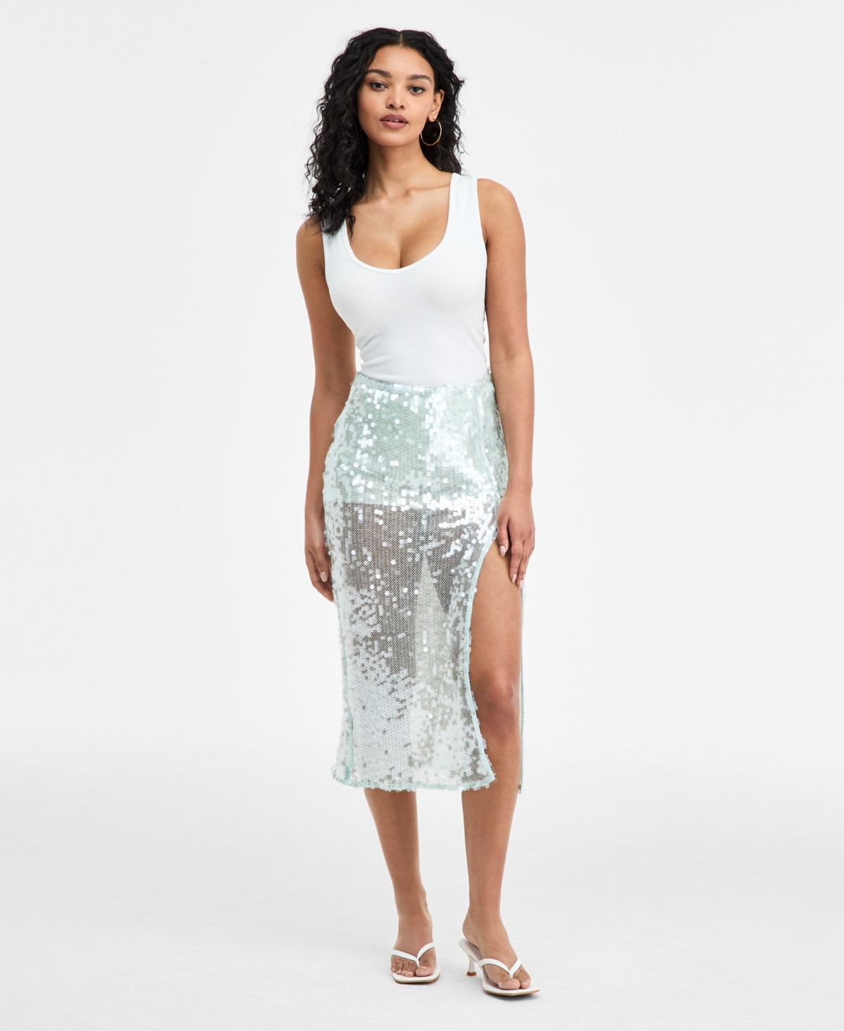 Bar Iii Women's Paillette Slip Skirt, Macy's Exclusive In Multi