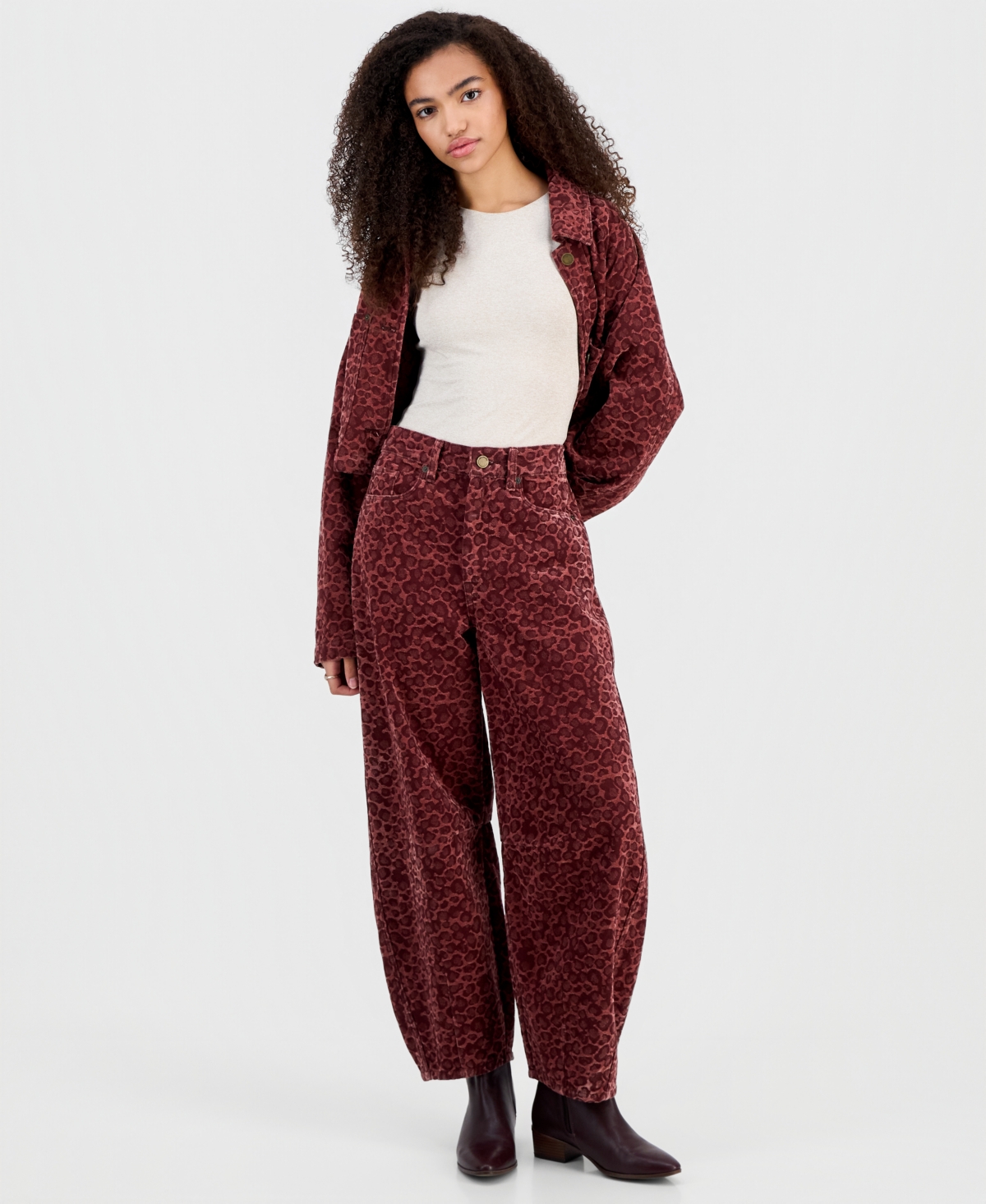 Blank Nyc Women's Animal Printed Flocked Barrel-Leg High Rise Jeans