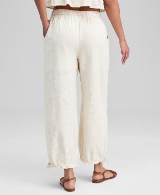 Women's Cotton Floral Jacquard Drawstring Pants, Macy's Exclusive