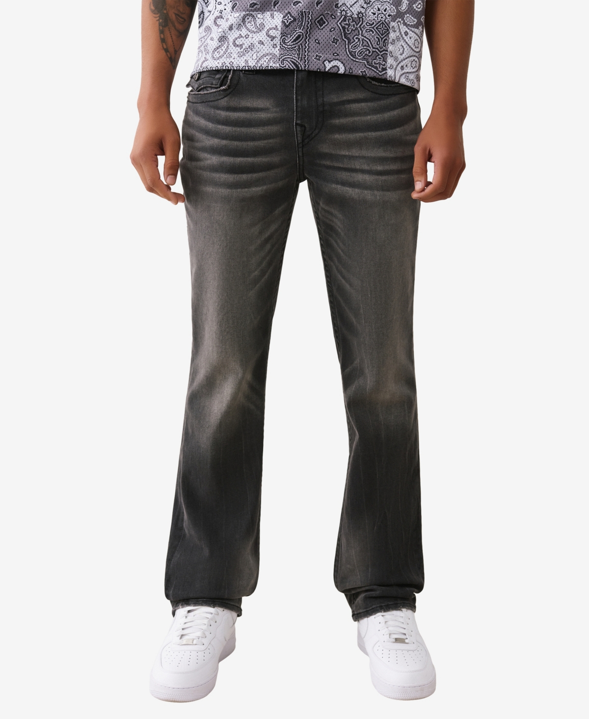 True Religion Men's Ricky Straight Embroidered Flap Jeans