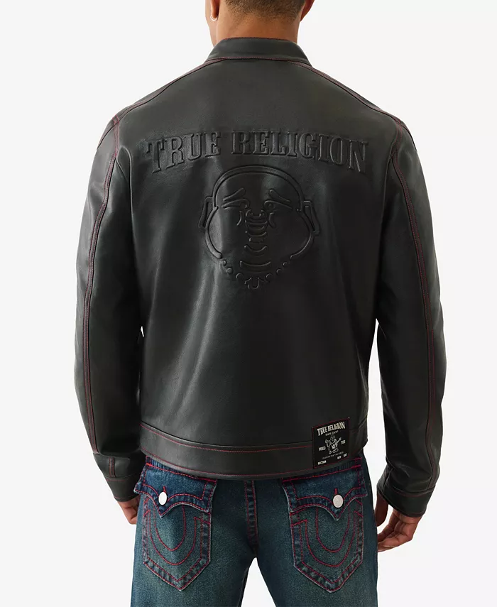 Men's Pleather Moto Jacket - thumbnail 3
