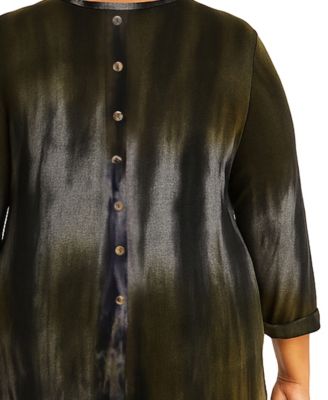 Plus Size Tie Dye Cozy Button Back Top