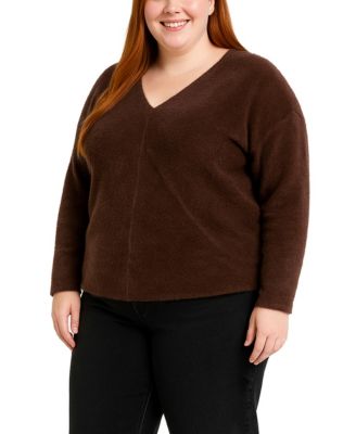 Plus Size Cozy Rib V Neck Top