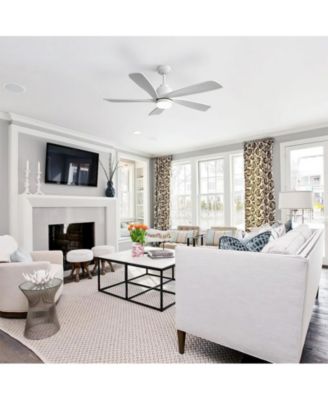 52-inch Modern Stylish White 5-Blade Ceiling Fan with Remote Control and Light Source