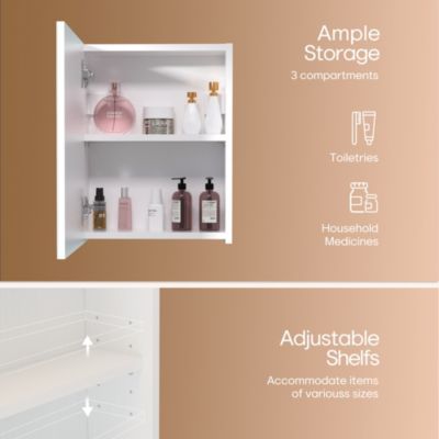 18x14 inch Bathroom Wall Cabinet, Saver Storage, Medicine Cabinet with 1 Door and Adjustable Shelves Flat-Pack Design