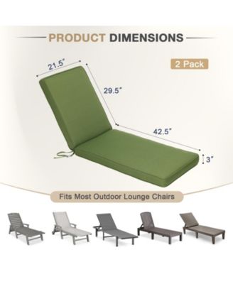 Outdoor Lounger Cushion 41.7''Lx22''Wx3''H Chair Seat Cushion - Set of 2