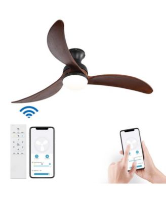52-inch Modern Classic Black 3-Blade Flush Mount Intelligent Remote Control and Light Ceiling Fan