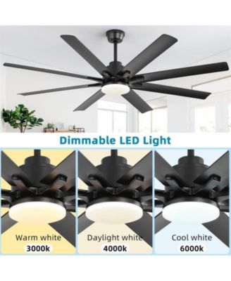 66-inch Modern Black 8-blade Ceiling Fan with Intelligent Remote Control and APP Timing Function for Various Indoor Layouts