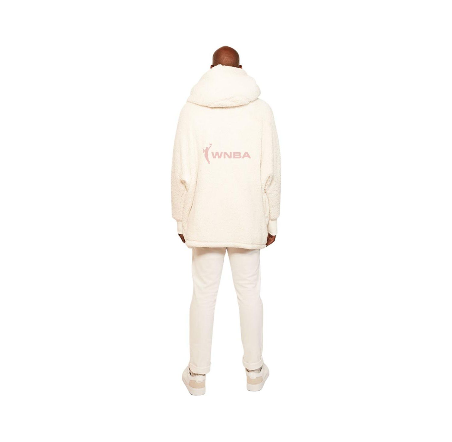 Men's and Women's Cream WNBA Breast Cancer Awareness Oversized Hooded Sweater