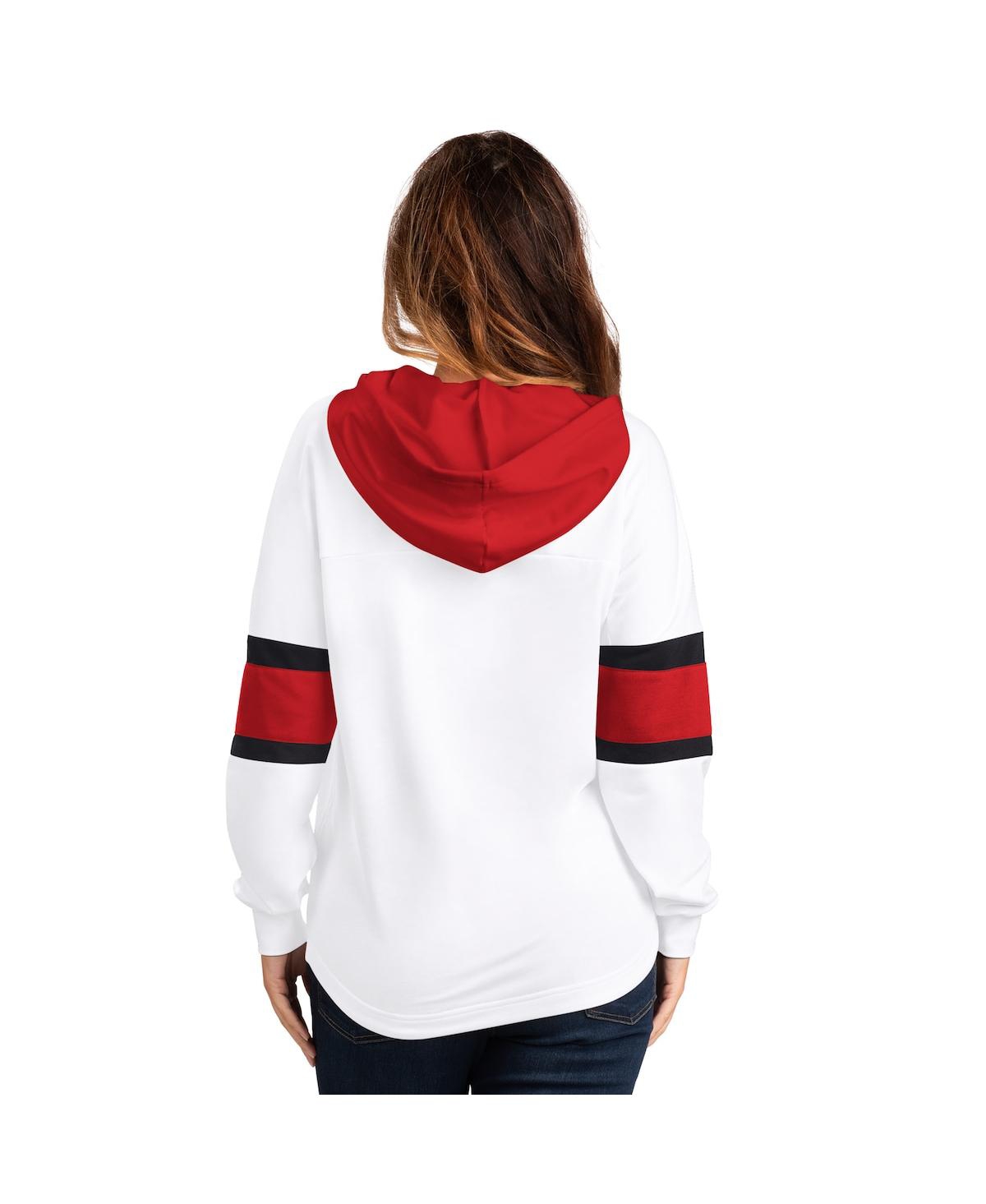 G-iii 4her By Carl Banks Women'sâ White Chicago Blackhawks Goal Zone Long Sleeve Lace-up Hooded T-shirt In Multi