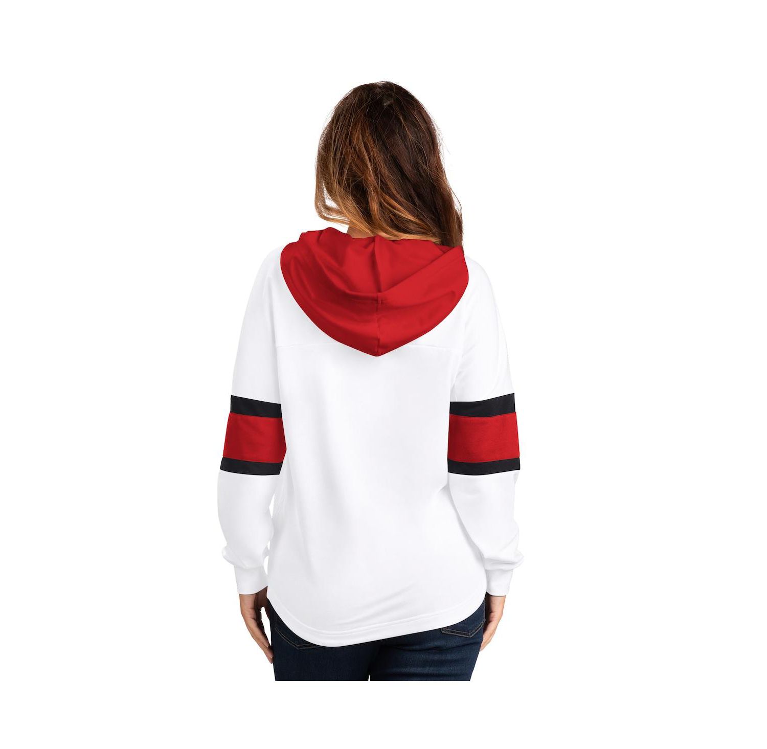 Women's White Chicago Blackhawks Goal Zone Long Sleeve Lace-Up Hooded T-Shirt