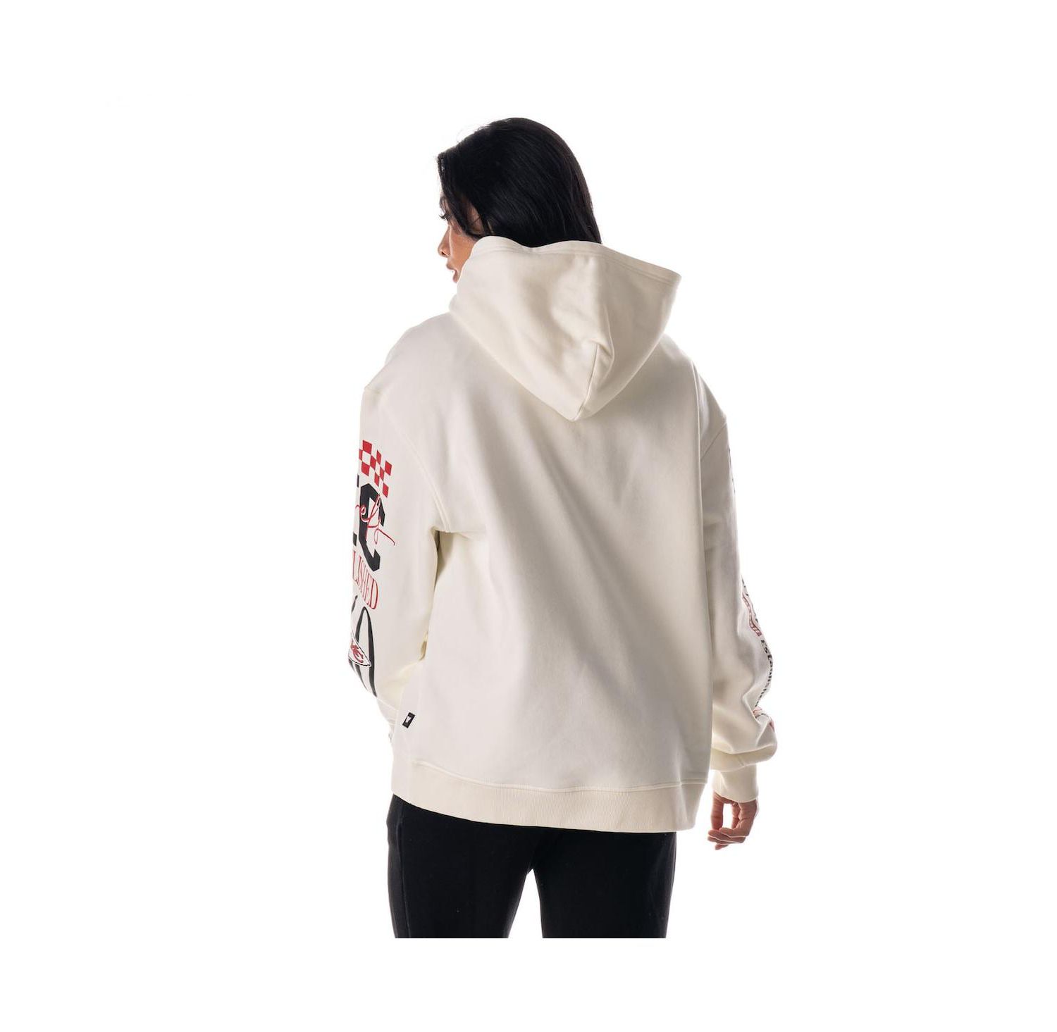 Women's Cream Kansas City Chiefs Stacked Graphic Sleeve Fleece Hoodie