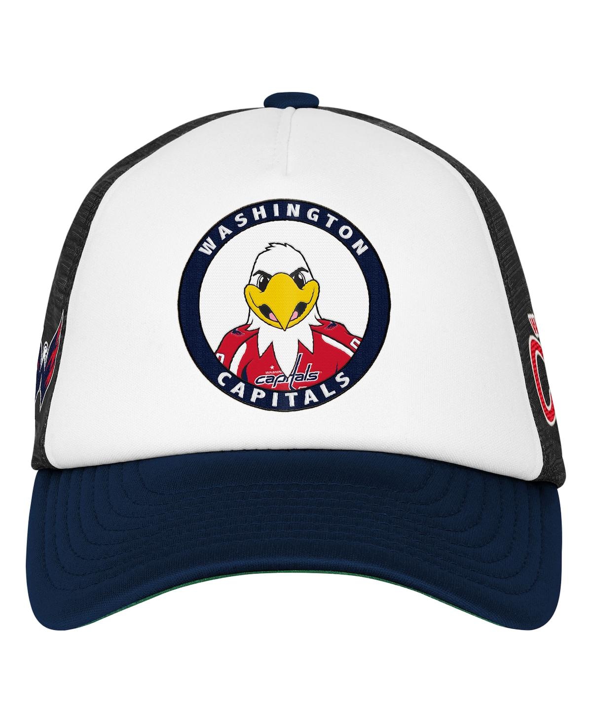 Mitchell & Ness Big Boys and Girls White Washington Capitals Mascot Adjustable Trucker Hat