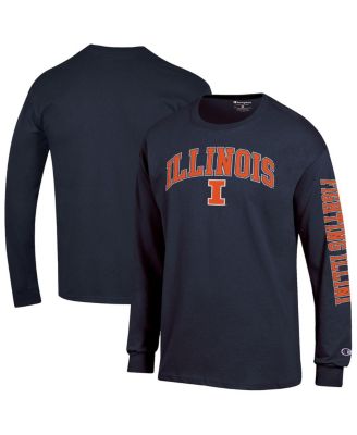 Champion - Men's Navy Illinois Fighting Illini Arch Over Logo 2-Hit Long Sleeve T-Shirt