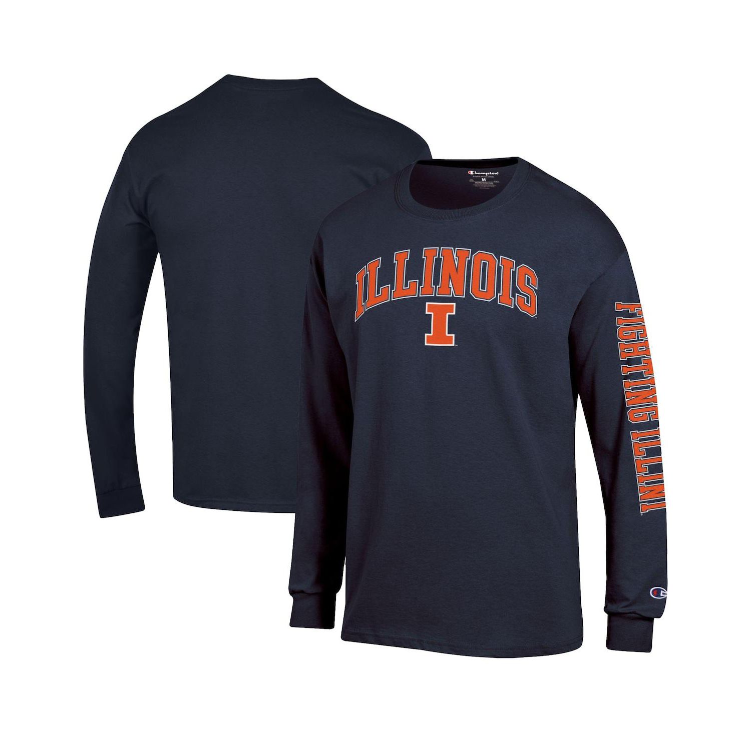 Men's Orange Illinois Fighting Illini Arch Over Logo 2-Hit Long Sleeve T-Shirt