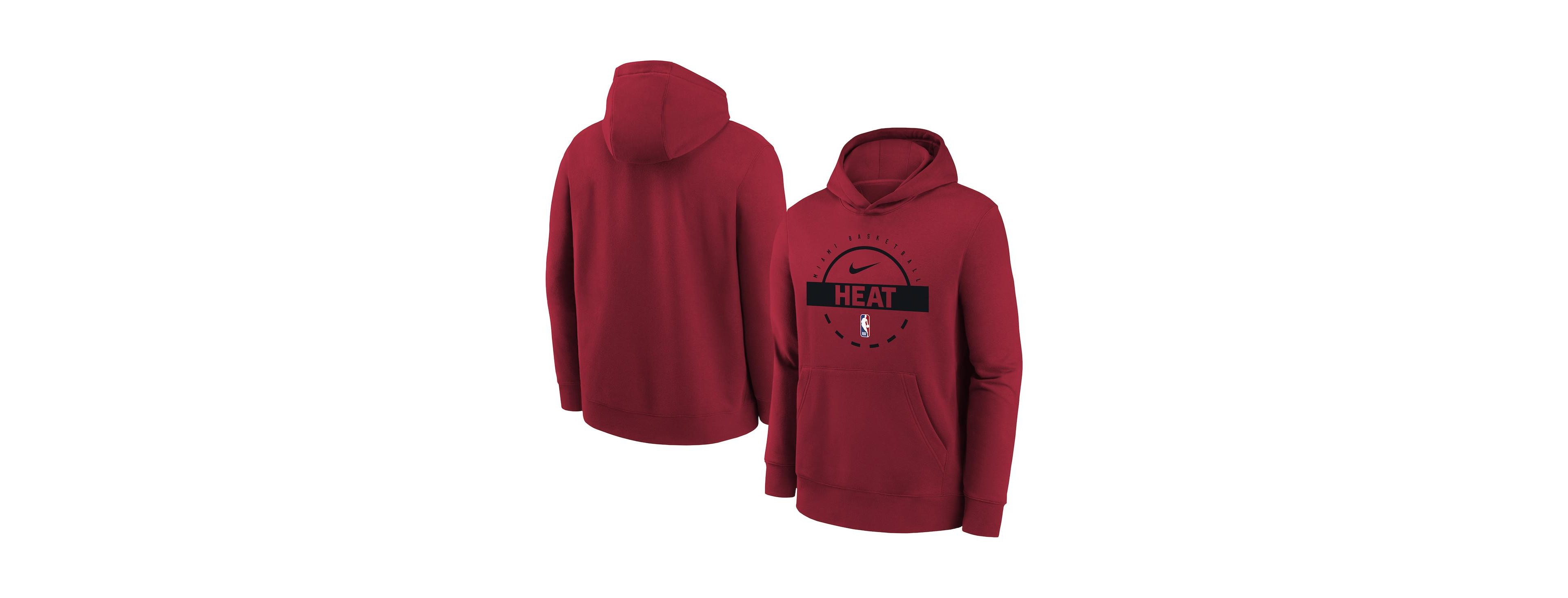 Nike Big Boys and Girls Red Miami Heat 2025/26 Club Fleece Practice Hoodie