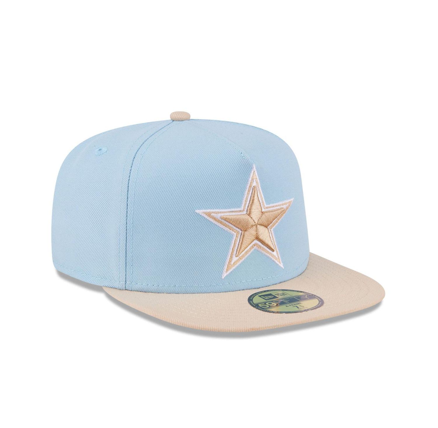 Men's Light Blue/Light Beige Dallas Cowboys Two-Tone Color Pack A-Frame 59FIFTY Fitted Hat