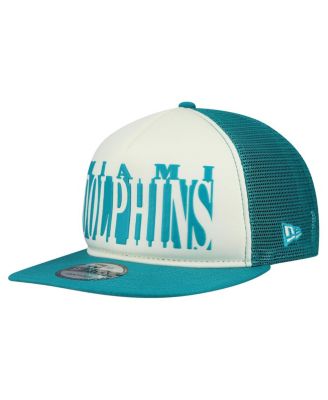 Men's Cream/Aqua Miami Dolphins Throwback Cutout A-Frame 9FIFTY Snapback Hat