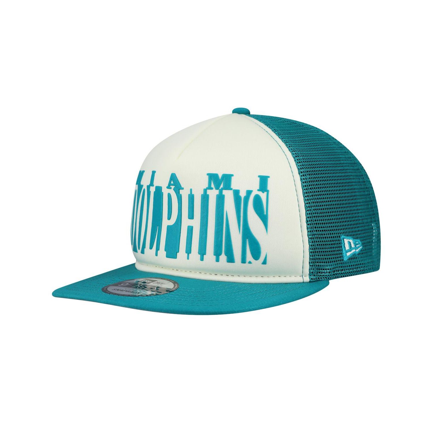 Men's Cream/Aqua Miami Dolphins Throwback Cutout A-Frame 9FIFTY Snapback Hat